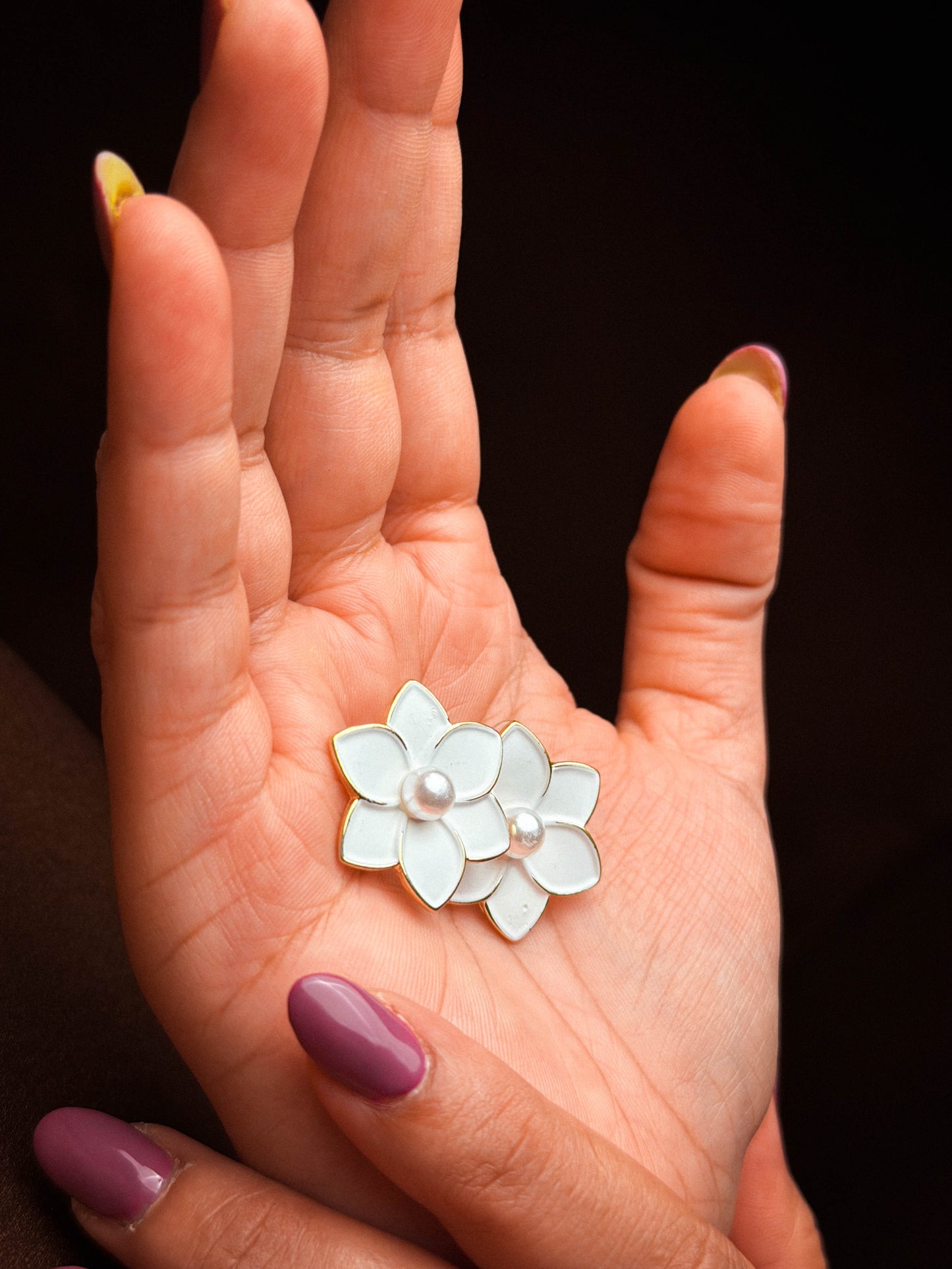 White Floral Earrings