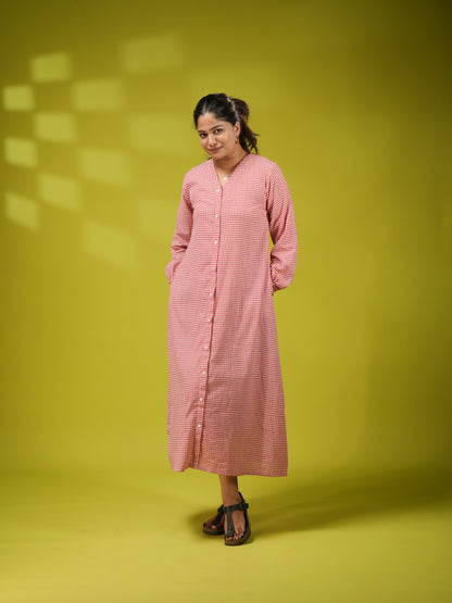 Tiny Check Cotton Shirt Dress