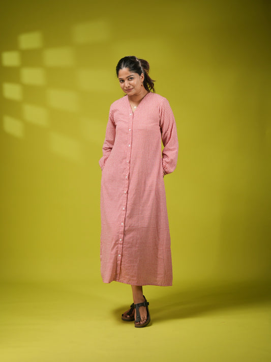 Tiny Check Cotton Shirt Dress