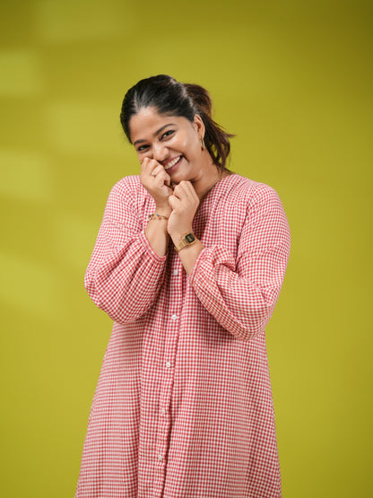 Tiny Check Cotton Shirt Dress