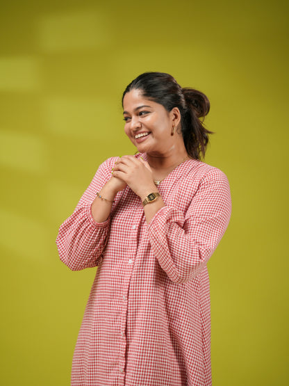 Tiny Check Cotton Shirt Dress