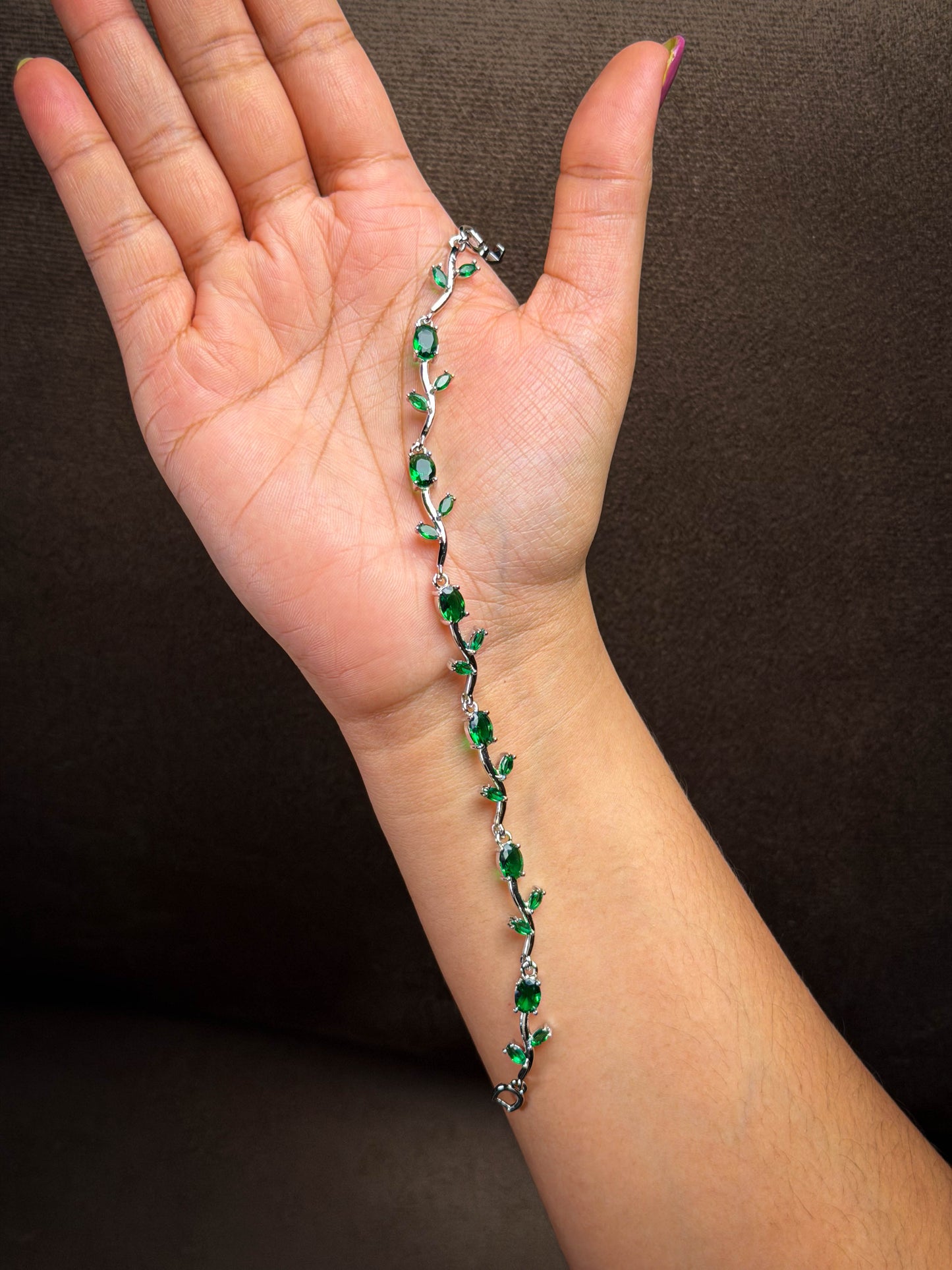 Tulip Green Bracelet - Silver