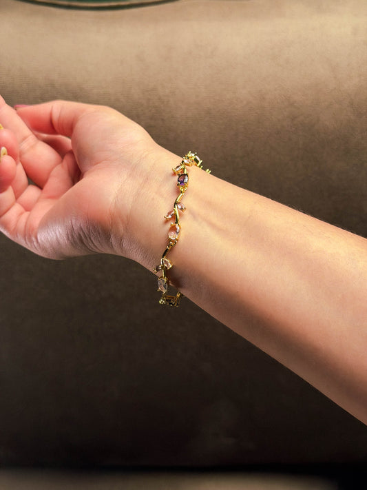 Tulip multicoloured gold tone bracelet