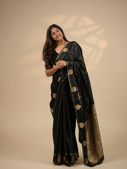Mysore Semi-Silk Saree (Jet Black)