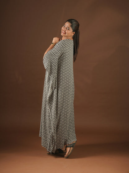 Monochrome Flow Kaftan Dress