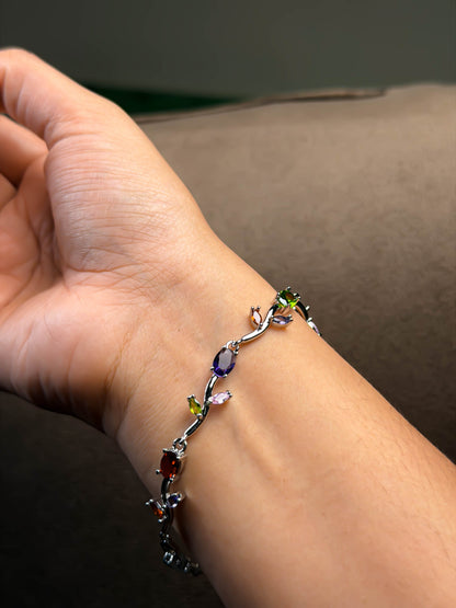Multicoloured Tulip bracelet - Silver