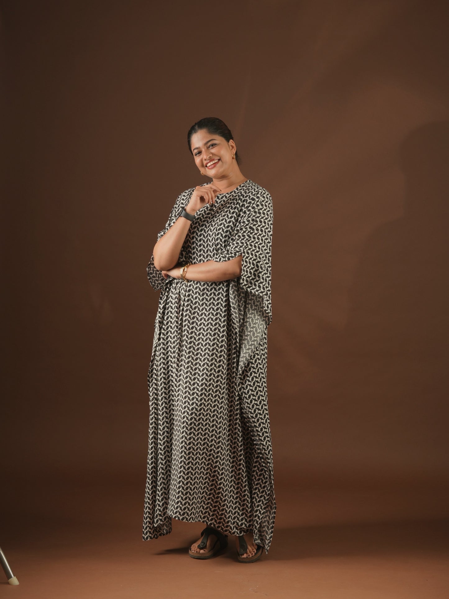 Monochrome Flow Kaftan Dress