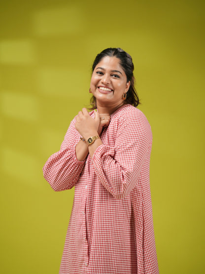 Tiny Check Cotton Shirt Dress