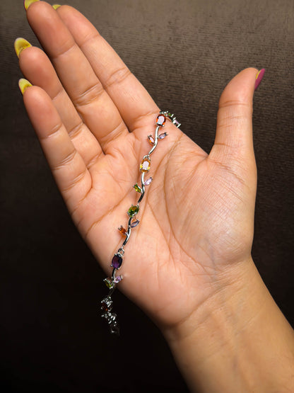 Multicoloured Tulip bracelet - Silver