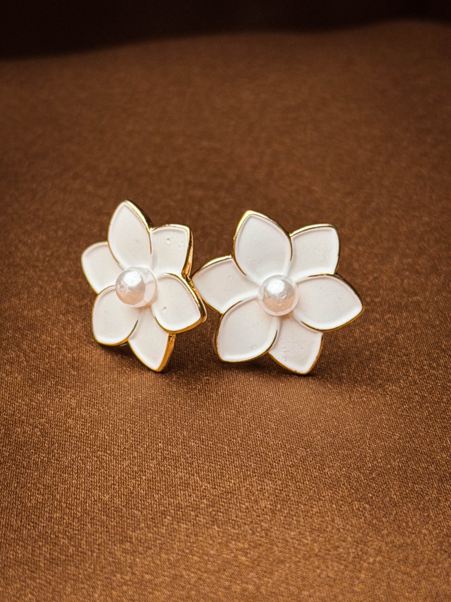 White Floral Earrings