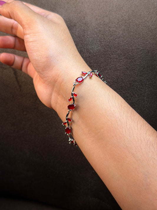 Tulip Red Bracelet- Silver