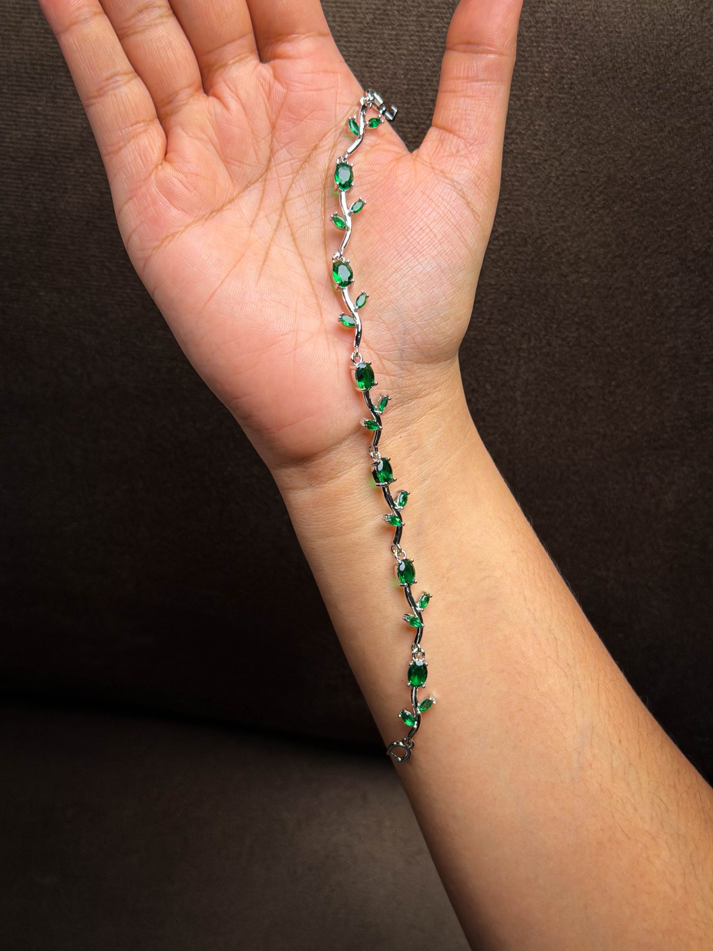 Tulip Green Bracelet - Silver