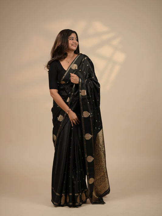Mysore Semi-Silk Saree (Jet Black)