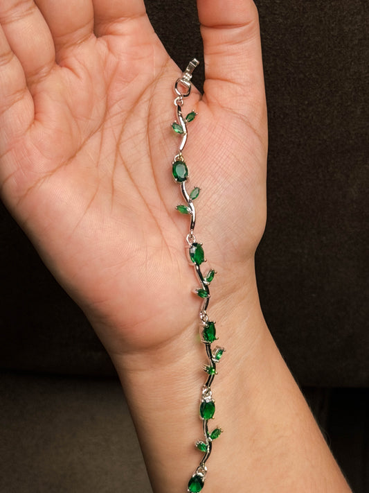 Tulip Green Bracelet - Silver