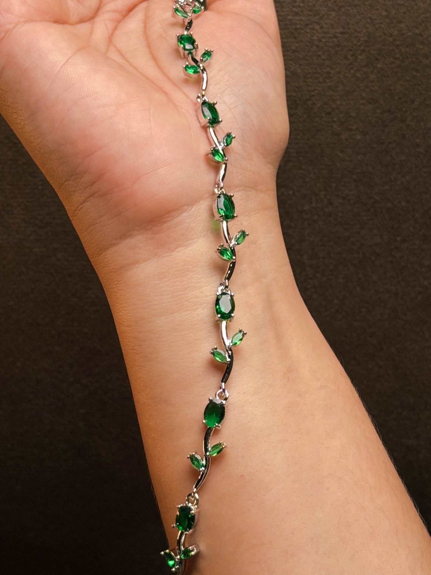 Tulip Green Bracelet - Silver