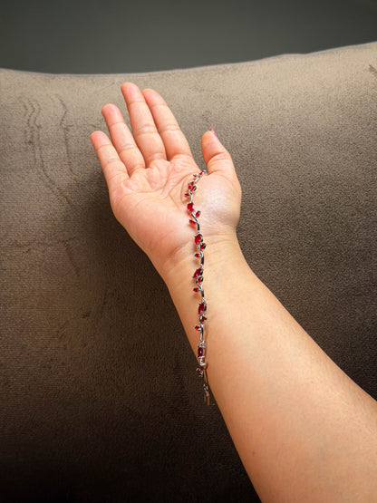 Tulip Red Bracelet- Silver