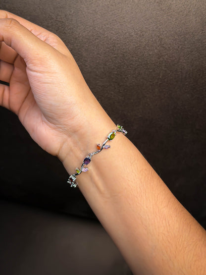 Multicoloured Tulip bracelet - Silver