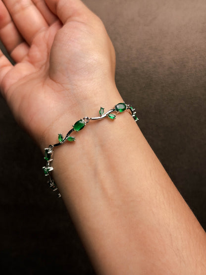 Tulip Green Bracelet - Silver