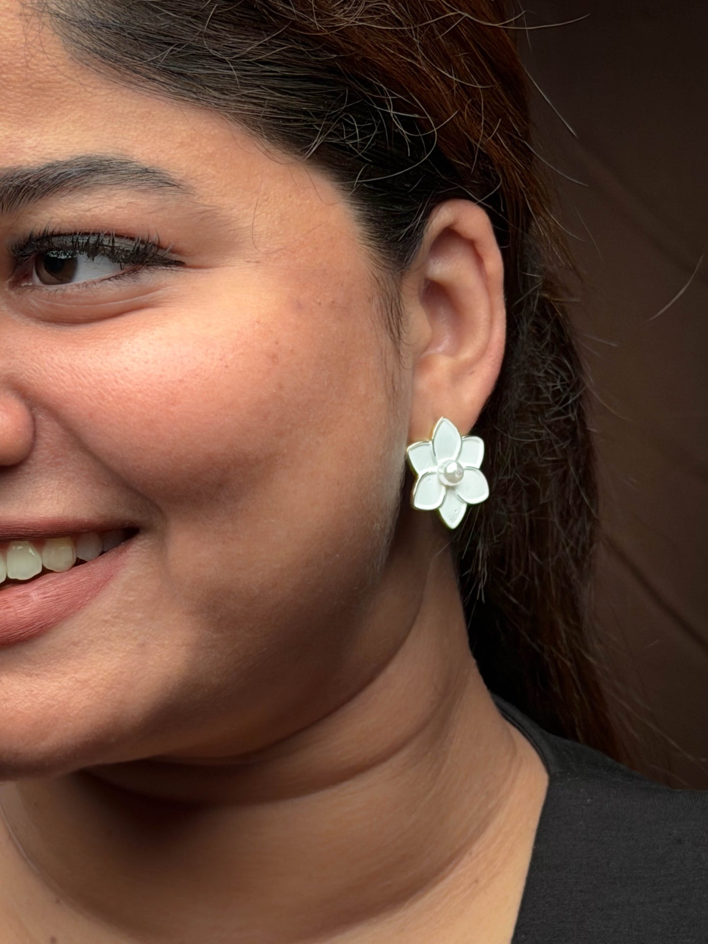 White Floral Earrings