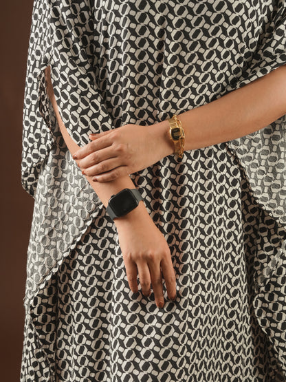 Monochrome Flow Kaftan Dress