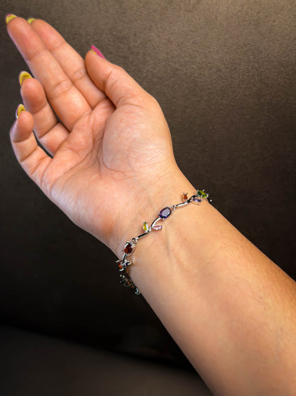 Multicoloured Tulip bracelet - Silver