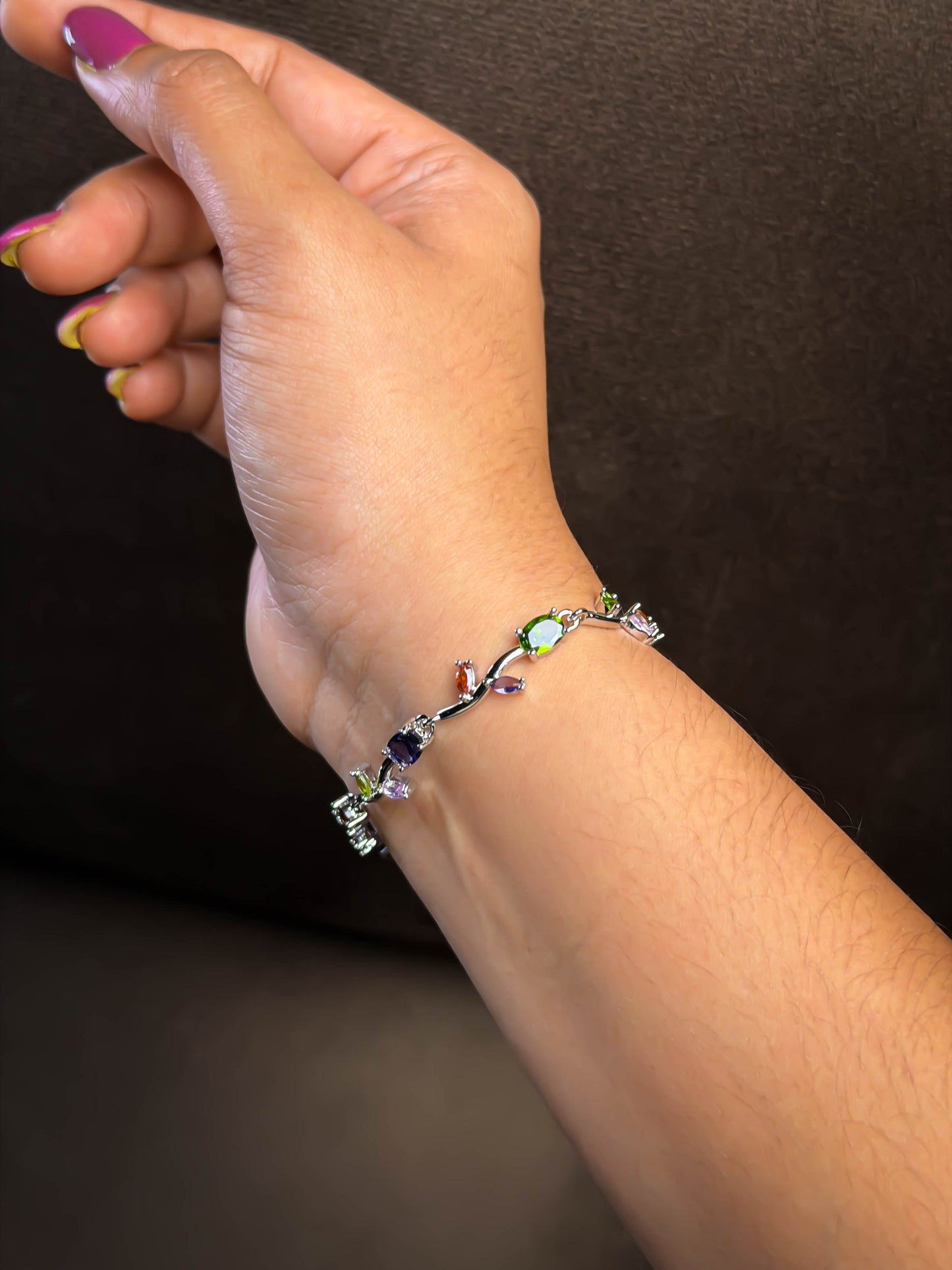 Multicoloured Tulip bracelet - Silver