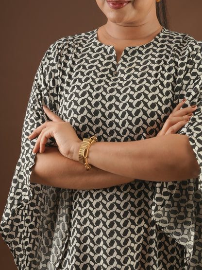 Monochrome Flow Kaftan Dress