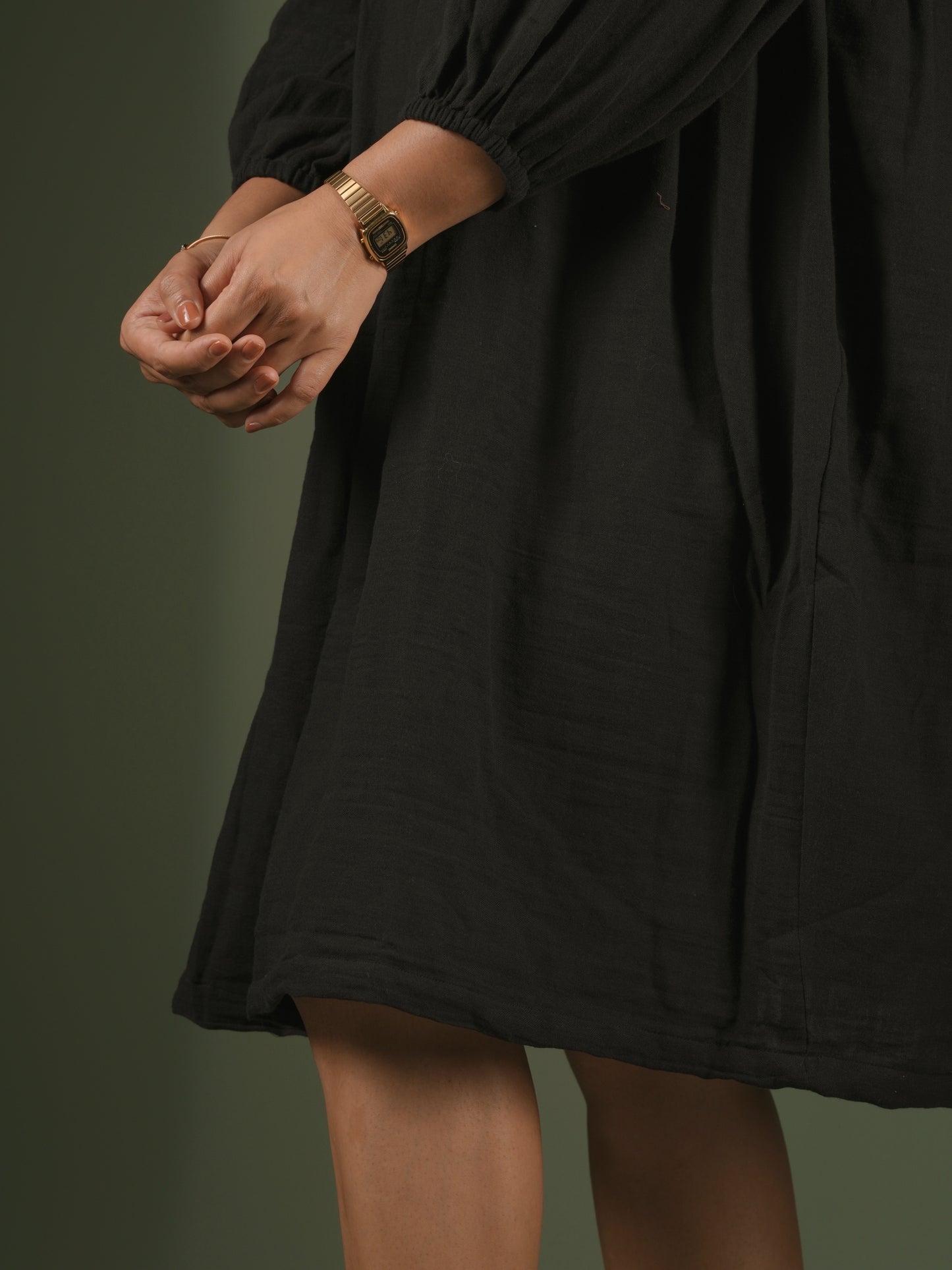 V-Neck Short Black Dress