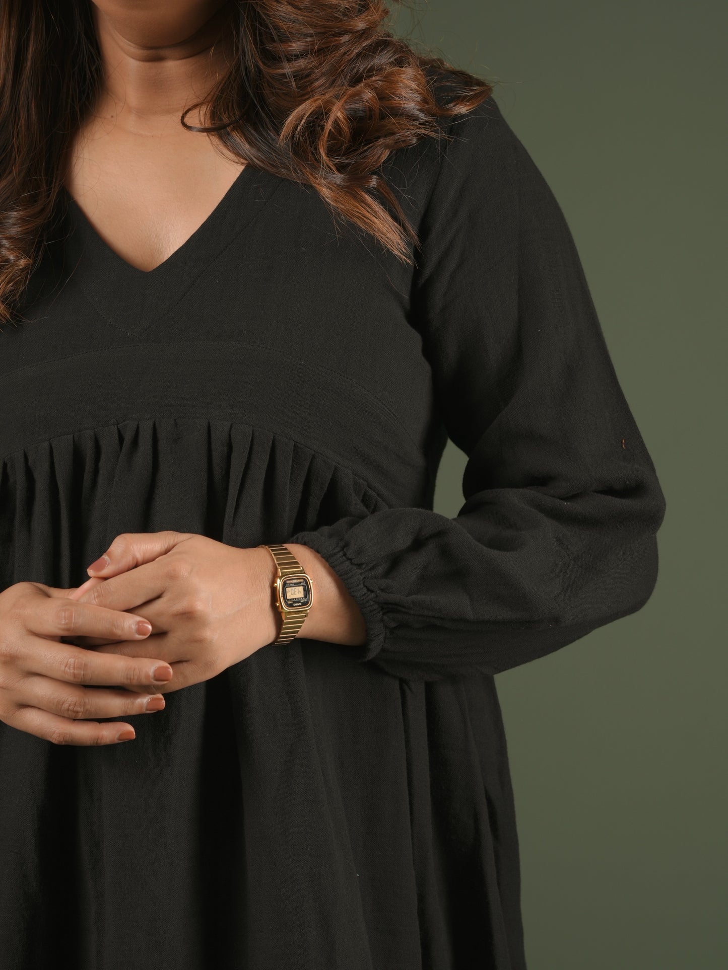 V-Neck Short Black Dress