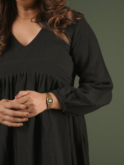 V-Neck Short Black Dress