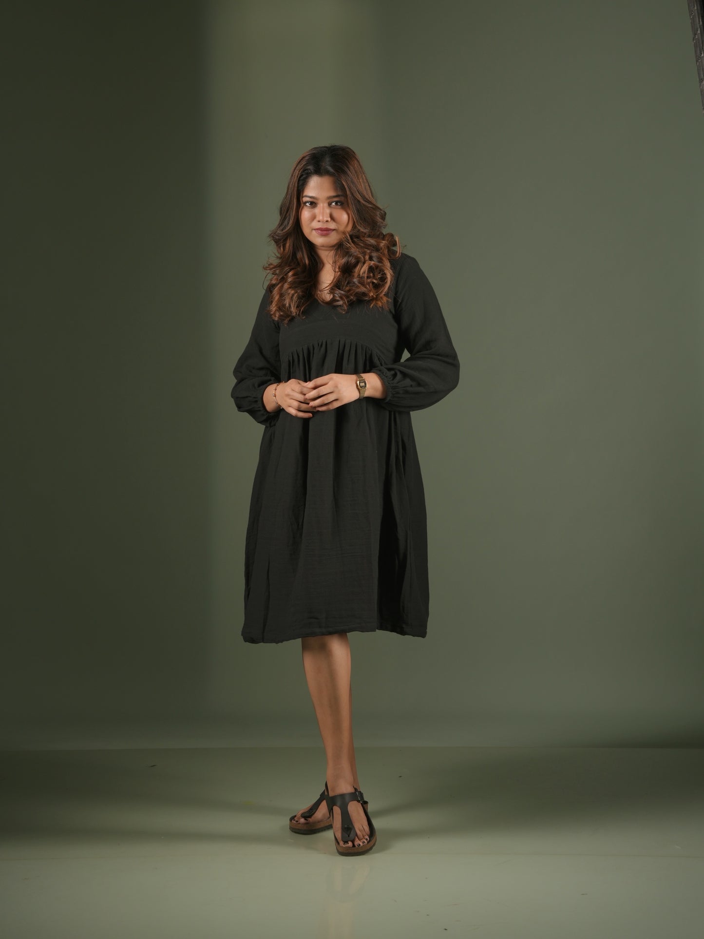 V-Neck Short Black Dress