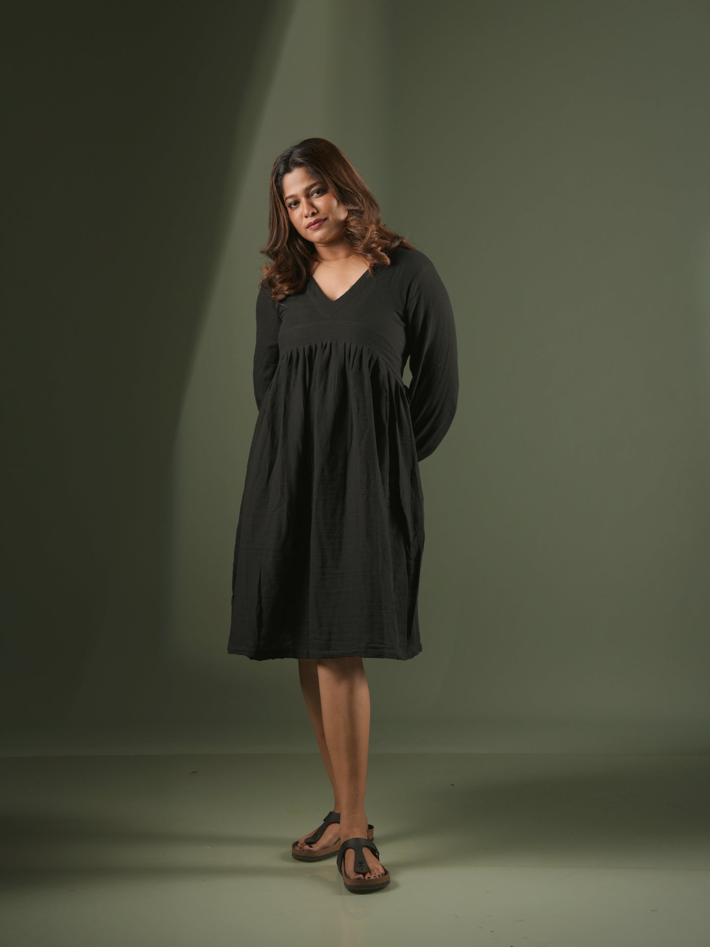 V-Neck Short Black Dress