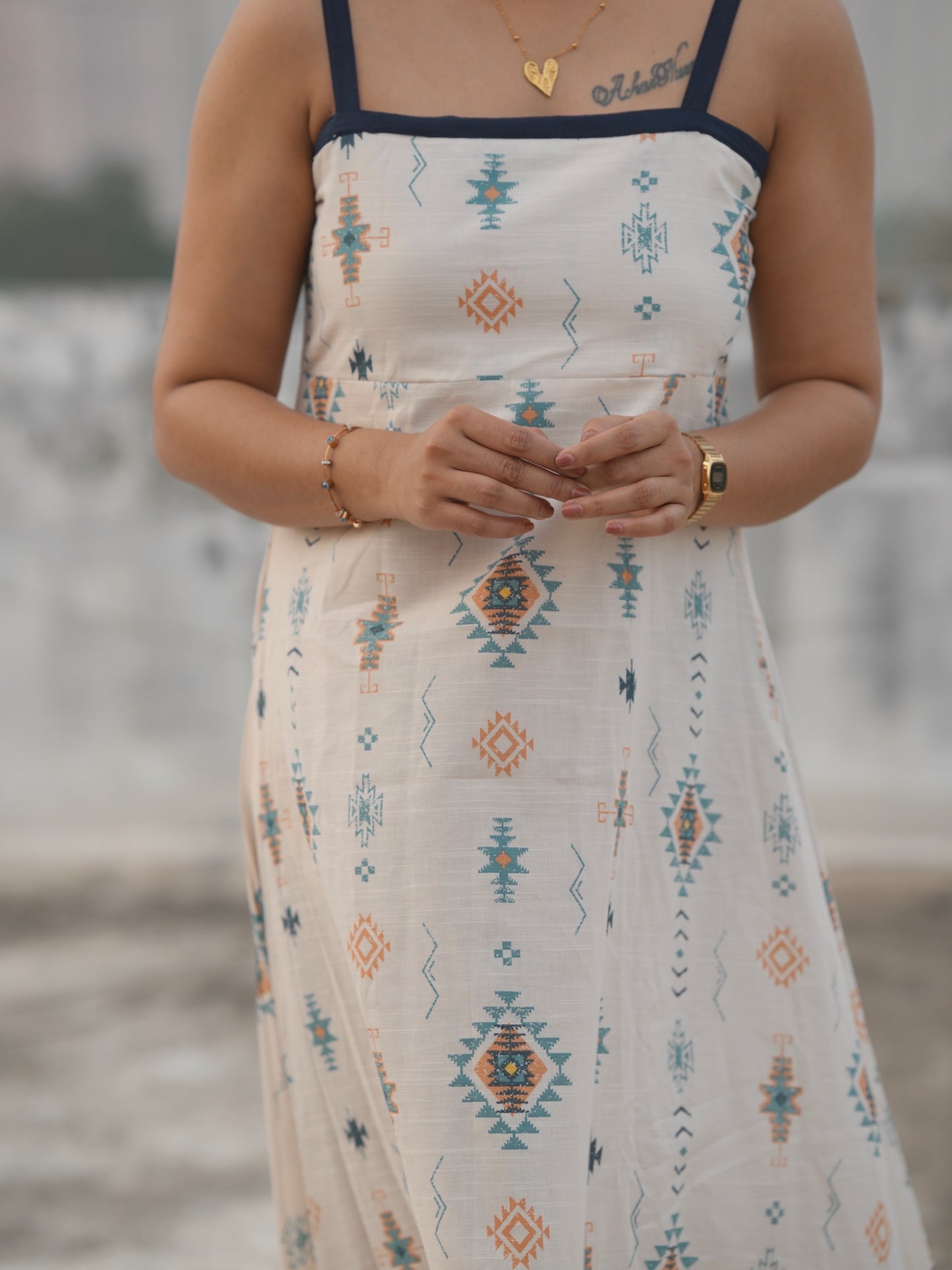 Blue Spaghetti Strap Dress.